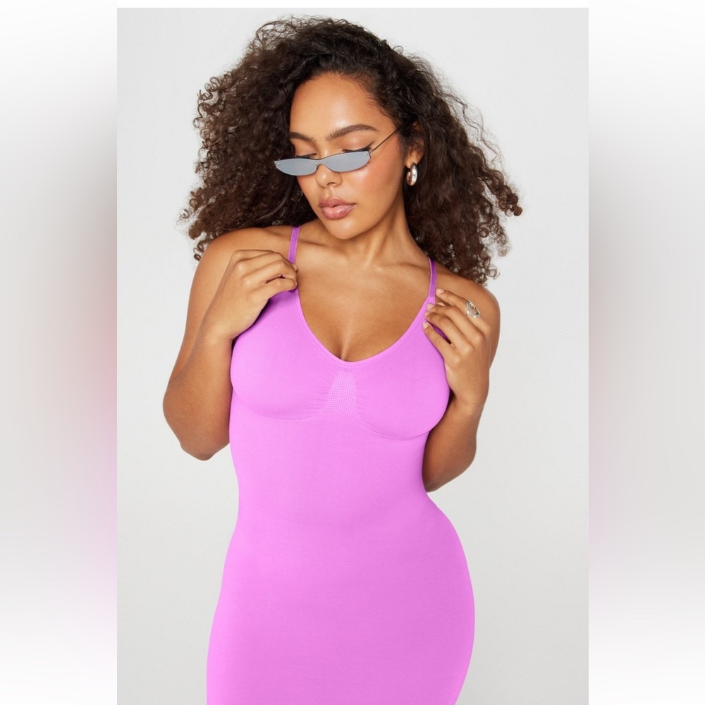 Fabletics Smooth As Hell Shaping Maxi Dress or Slip | New | Grape Soda Pink | XS - Picture 4 of 12